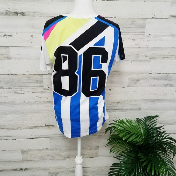 PINK Victoria's Secret Neon Striped Lace Up Tee - Picture 4 of 8